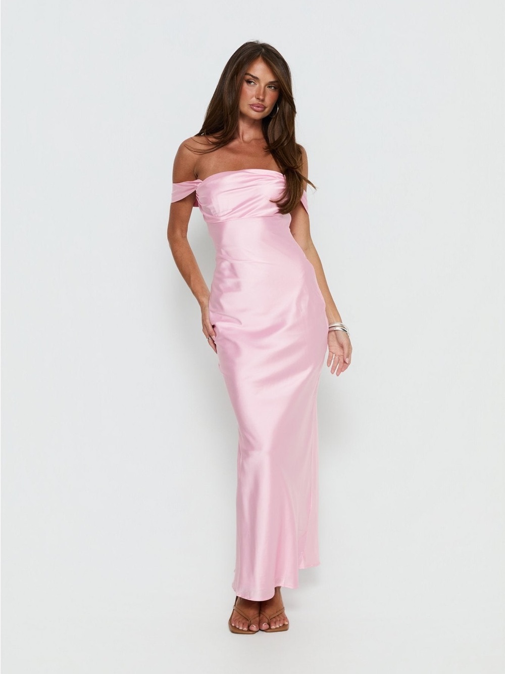 Princess Polly • $99 USD Azura Off The Shoulder Maxi Dress Pink PTP 16”